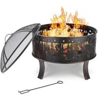 Femor Feuerschale Ø71x65cm Feuerstelle mit Funkenschutz für den garten