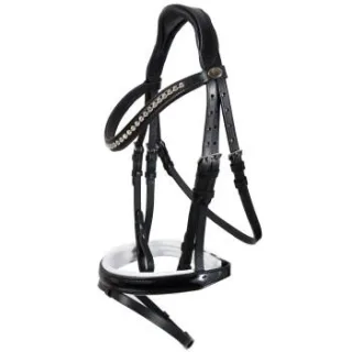 Hans Melzer Horse Equipment Hans Melzer Trense Wiesbaden schwarz/silber weiß unterlegt LACK Pony