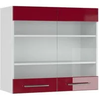 Vicco Glashängeschrank Fame-Line, Bordeaux Hochglanz/Weiß, 80 cm (1-St)