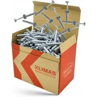 Klimas Schraube Nageldübel mit Kragen, (200 St)
