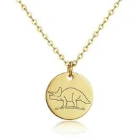 Silberkettenstore Edelstahlkette Halskette mit Anhänger Triceratops - Edelstahl, gold, Länge 40cm