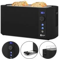 Balter Toaster Toaster TS-04-LCD Edehlstahl Schwarz, Langschlitz, für bis 4 Scheiben, 1500 W, LCD Anzeige