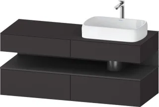 Duravit Qatego Konsolenwaschtischunterbau wandhängend Graphit Supermatt 1400x550x600 mm - QA47660498 QA4766049800010