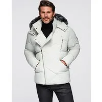 OMBRE Winterjacke Gesteppte Herrenjacke im Bikerstil mit Kapuze
