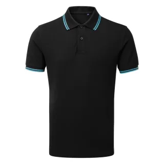 Asquith & Fox Herren Classic Fit Tipped Polo Shirt (Schwarz/Türkis)