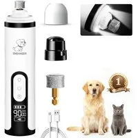 MOPUEA Hundeschermaschine Haustiernagelschleifer, USB-Aufladung,schnurloser Nagelschleifer, für kleine, mittelgroße und große Hunde und Katzen, mit 3 einstellbaren Geschwindigkeiten und LED-Licht