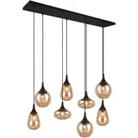 TRIO Leuchten LED Pendelleuchte, Dimmfunktion, LED wechselbar, warmweiß, große 8x Glas Lampenschirm über Esstisch Kücheninsel hängend B: 121cm