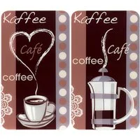 WENKO Herd-Abdeckplatte Universal Modell Kaffeeduft, Glas, (Set, 2 tlg), Herdabdeckung für alle Herdarten, kratzfest, mit rutschfesten Füßen