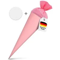 itenga Schultüte itenga Set Rosa Schultüte Rohling 70 cm rund + Namensschild Stern (Mot