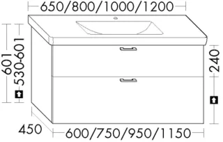 Burgbad WTU.-Schr. Sys30 PG4 Sana 601x600x450 Eiche Hellgrau, WYHS060F6332 WYHS060F6332