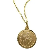 NICEANDnoble Kette mit Anhänger 925er Silber Kettenanhänger Christopherus mit Ankerkette vergoldet