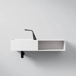 Steinberg Serie 443 Waschtisch Wandwaschtisch aus Mineo Stone, matt white, 443 7130 W 443 7130 W