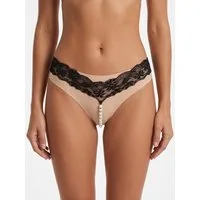 Elegant Love String-Ouvert Tanga Spitze Ouvert-String, Panty für Damen, Höschen mit Perlen sexy Reizwäsche, Lingerie, Dessous & Unterwäsche