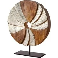 Dekoleidenschaft Skulptur "Circle" aus Mangoholz und Aluminium in silber, Ø 24 cm, Dekoobjekt, Holzdeko, Holzskulptur, Dekofigur für Wohnzimmer, Flur & Fensterbank