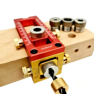 Aluminum Alloy 2 in 1 Screw Jig Adjustable Cross Dowel Drill Guide Woodworking Pocket Hole Jig for Bed Cabinet Screw Pun