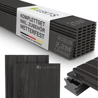 Juskys Terrassendielen, 20 m², BxL: je 14.6x220 cm, (60-St., 20 m), 20 m², Witterungsbeständig, Raue Oberfläche, 330 kg/m² belastbar