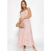 SASSYCLASSY Maxikleid Musselin Maxikleid mit Leo-Print für Damen Sommerliches Kleid aus Baumwolle mit verstellbaren Trägern