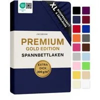 Jacobson Spannbettlaken PREMIUM für hohe Matratzen, Boxspringbett & Überlänge - 200 g/m², Stoffgewicht - straffer Sitz für maximalen Halt