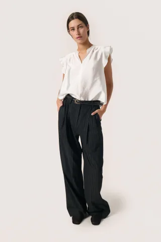 Kurzarm-Bluse Gerade Passform Whisper White