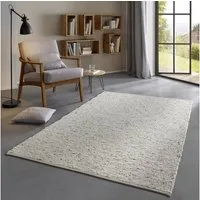 TaraCarpet Wollteppich TaraCarpet Fjord, rechteckig, Höhe: 10 mm, Handwebteppich Schurwolle hell-grau Wohnzimmer Schlafzimmer 170x240 cm