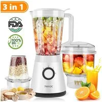 7MAGIC Standmixer 3 in 1 Smoothie mixer, 600W hochleistungsmixer smoothie maker, 600 W, max. 22.000 U/min, variablen Geschwindigkeiten + Pulsfunktion