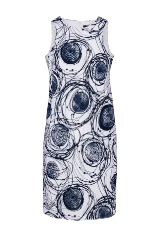 Bedrucktes ärmelloses Sackkleid in Navy