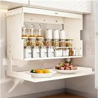 BlingBin Küchenregal Wandschrank Organizer mit Klapptür, Metall-Hängeschrank - 40x19x29cm, 1er Set, Tragfähigkeit: 25 kg, Flip-Top-Design für Besteck, Geschirr & Utensilien 1-tlg., Küchen-Gewürzregal für Speisekammer, Essbereich & Küchen, Weiß
