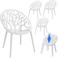 STEELSØN Gartenstuhl Quanta wetter- & UV-beständig, stapelbar (4er Set, weiß), Schalenstuhl outdoor geeignet, verfügbar als 2er, 4er & 6er Set
