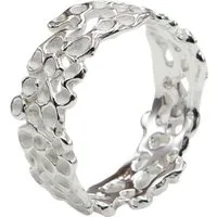 SILBERMOOS Silberring Fein-strukturierter Wabenring, 925 Sterling Silber