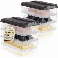 Hausfelder Frischhaltedose Aufschnittdosen Set mit Deckel, 6 x flach, 2 x hoch, Anthrazit, Kunststoff, (Set, 8-tlg., 6x flach, 2x hoch), Kühlschrank Organizer, BPA-frei, stapelbar