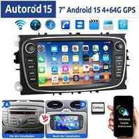 ESSGOO 7" Android 15 Für Ford Focus Mk2 Mondeo C/S-MAX Galaxy Kuga GPS Navi Autoradio (RDS, 4+64GB(optional), FM, DAB+ (optional), Wireless Carplay Android Auto Bluetooth EQ USB WIFI Touchscreen SWC)