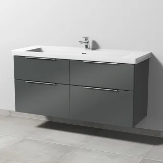 Sanipa 3way Waschtischunterbau zu Villeroy & Boch Subway 3.0 Waschtisch mit 4 Auszügen, Anthrazit-Gl UF85079