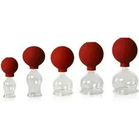 Lauschaer Glas Massagegerät Schröpfglas Schröpfgläser mit Saugball in vielen Größen aus Glas, 5-tlg.