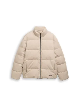 Denim Tom Tailor - Cord Puffer-Jacke mit Stehkragen cashew beige - Gr. - M
