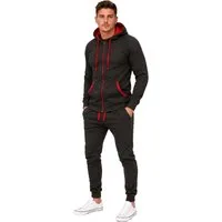 L.gonline Freizeitanzug Herren Freizeitanzug Jogginganzug Sweatwear 704 (Kapuzenjacke mit Reißverschluss, Hose, 2-tlg), Hose und Jacke