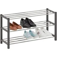 IDIMEX Schuhregal DUBLIN, Schuhständer mit 3 Ablagen, 80cm breit Schuhaufbewahrung Metall grau