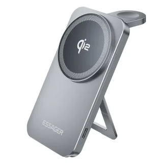 ESSAGER Qi2 2-in-1 Desktop Wireless Charger 15W Fast Wireless Charging Phone Holder for Smart Phones for iPhone 17 17Pro