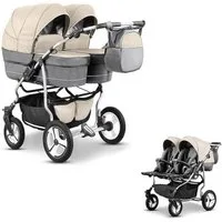BabyMerc Zwillings-Kombikinderwagen Zwillingskinderwagen 2 in 1 Twin Star - 10 Teile - in 16 Farben