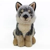 Teddys Rothenburg Kuscheltier Wolf sitzend 28 cm beige-grau Plüschwolf Stofftier (Stoffwolf, Plüschtier)