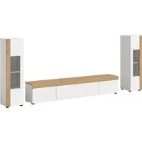 Home affaire Wohnwand Svala, Breite 180 cm, Wohnkombination, (Set, 3-St), stehend u. hängend montierbar, Vitrinenschränke, Lowboard