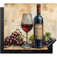 MuchoWow Herd-Abdeckplatte Wein - Trauben - Jahrgang, Vinyl, (1 tlg), Ceranfeldabdeckung Küche, Herdabdeckplatte Einteilig, 60x52 cm