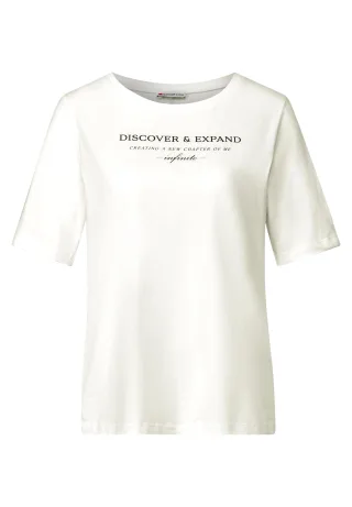 Street One - T-Shirt mit Wording off white - Gr. - 36