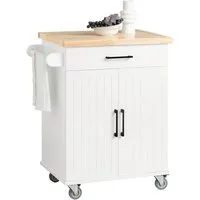 SoBuy Küchenwagen FKW119, Rollwagen Küche mit Stauraum, Küchenregal stehend, Küche, Servierwagen mit Arbeitsplatte Rollwagen Kücheninsel Küchenschrank