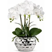 Kunstpflanze Künstliche Orchidee 44cm Real Touch im Keramiktopf Phalaenopsis Kunstpflanze Orchidee, künstliche Blumen, Phalaenopsis Kunstblume, künstliche Pflanzen Deko, Kunstpflanze, Kunstpflanze wie echt mit eleganten Blüten, Pflegeleicht,langlebig