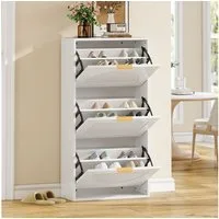 Merax Schuhschrank Schmal (1-St., B60×H114×T24cm) Schuhregal mit 3 Klappen,Schuhkommode Schuhschrank mit Flur/Wohnzimmer
