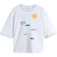 Next T-Shirt Kurzarm-T-Shirt mit Perlenverzierung und Grafik (1-tlg)
