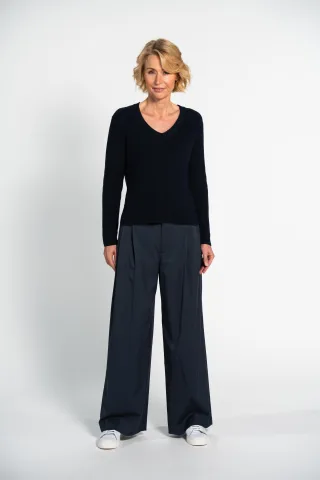 CLARINA - NOS V-Pullover, 1/1 Arm, uni 623 marine - Gr. - 36