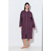 Ulla Popken Bademantel Bademantel Frottee Streifen 2-Wege-Zipper, lang, Materialmix
