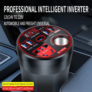 Car Inverter 12V 24V To 220V Power Converter 200W Multi-Function Car Socket Charger Mobile Phone Fast Charging with Digi