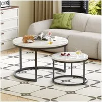 MODFU Couchtisch Set 2-tlg 70x45 / 45x35 cm Marmoroptik schwarz Stahl (Packung, 2-St., Stahlrohrrahmen 100 kg Tragkraft, rutschfest, kratzfeste Oberfläche), Minimalistisches Nesting-Design, flexibel als Couch- und Beistelltisch